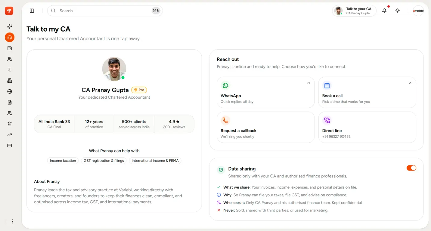 CA dashboard